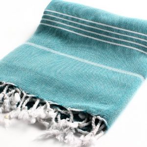 Cacala 100% Cotton Pestemal Turkish Bath Towel, 37 x 70″, Aqua