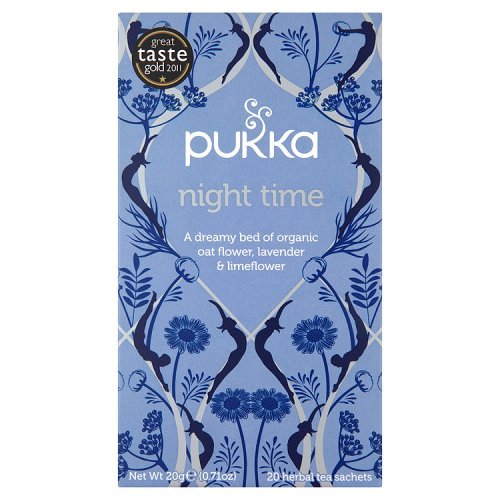 Pukka Herbal Teas Night Time Organic Oat Flower Lavender and Lime Flower Tea, 20g 20 Count